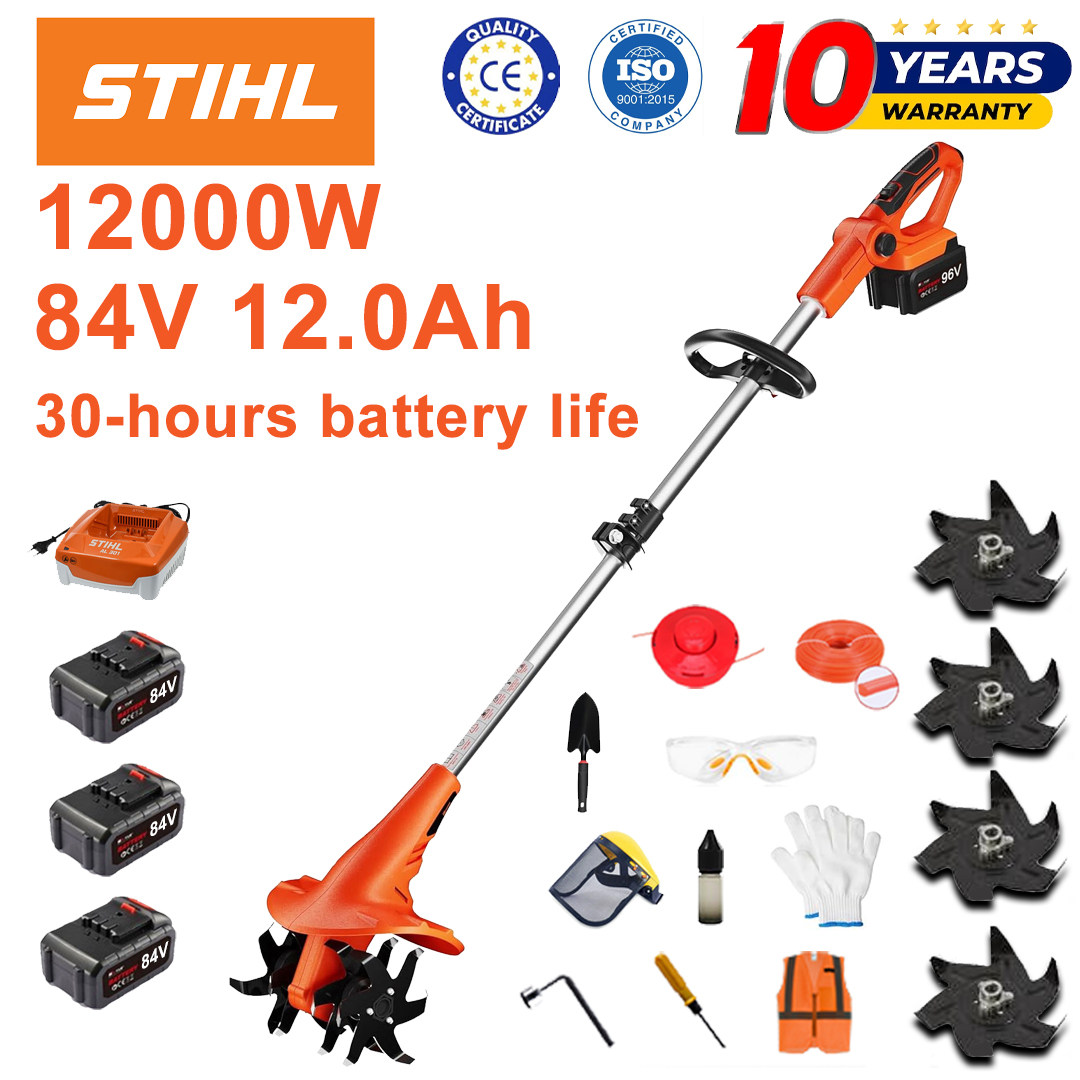 (Czas pracy baterii 30 godzin) Pług 12000 W + akumulator litowy 84 V 12,0 Ah * 3 + szybka ładowarka * 1 + łopata * 1 + lemiesz pługa * 4 + tarcza tnąca * 1 + lina tnąca * 1 + różne akcesoria