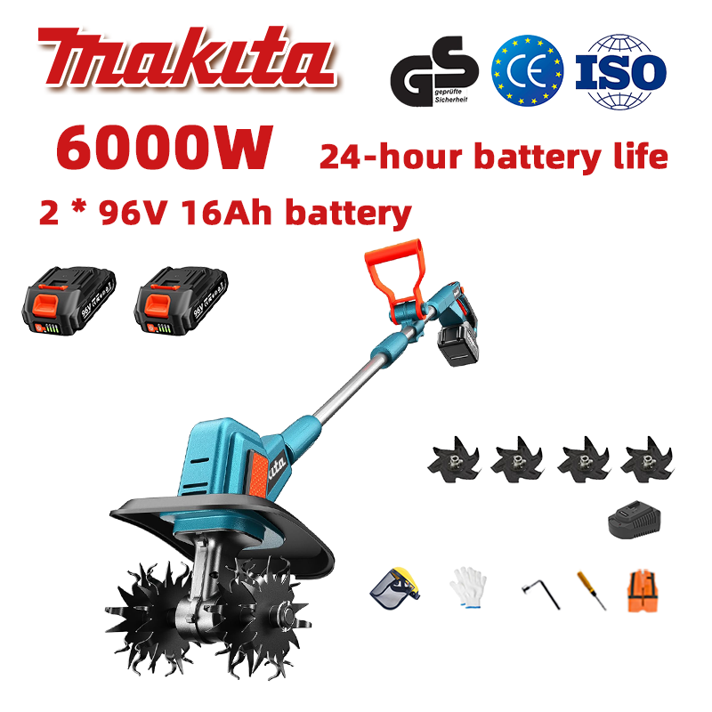 (czas pracy baterii 24 godziny) Pług 6000 W + bateria litowa 96 V 16 Ah * 2 + szybka ładowarka * 1 + lemiesze pługa * 4 + różne akcesoria