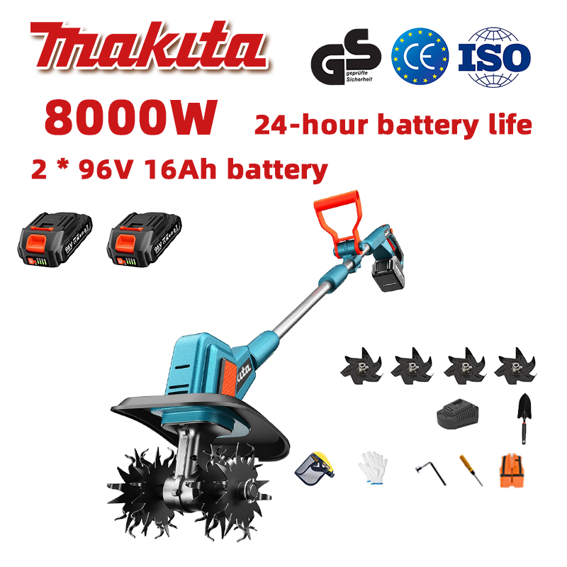 (czas pracy baterii 24 godziny) Pług 8000 W + bateria litowa 96 V 16 Ah * 2 + szybka ładowarka * 1 + łopata * 1 + lemiesze pługa * 4 + różne akcesoria