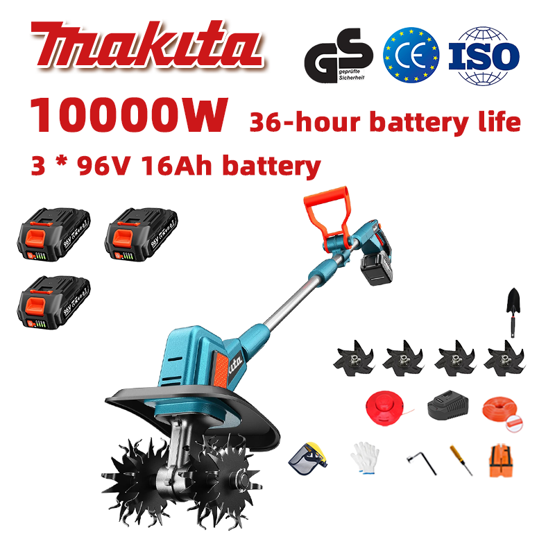 (Żywotność baterii 36 godzin) Pług 10000 W + bateria litowa 96 V 16 Ah * 3 + szybka ładowarka * 1 + łopata * 1 + lemiesz pługa * 4 + lina tnąca * 1 + różne akcesoria